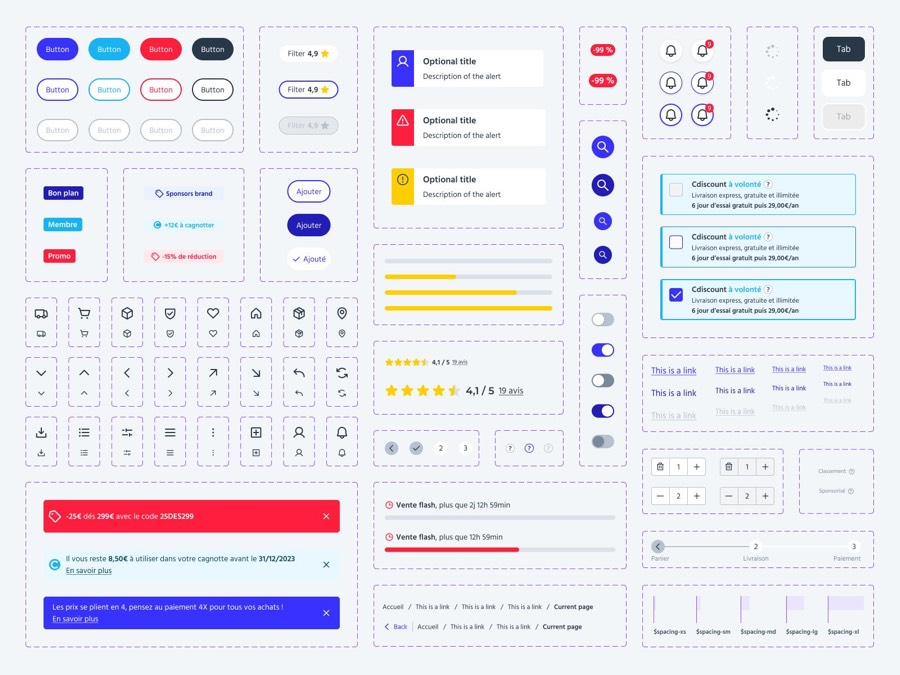 Bibliothèque de composants du design system Cdiscount